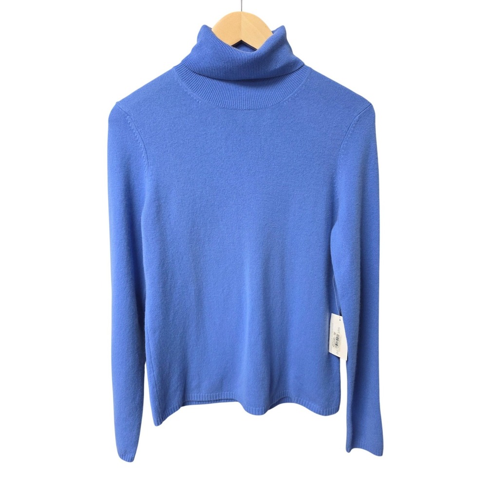 NWT Sutton Studio 100% Cashmere Turtleneck Sweater Womens L French Blue Timeless